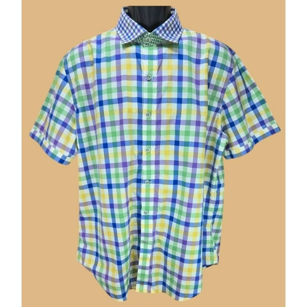 Robert Graham X Collection Mens S/S Shirt XL Multicolor Check